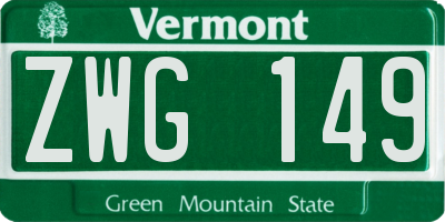 VT license plate ZWG149