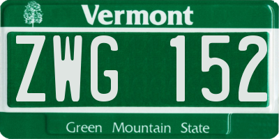 VT license plate ZWG152