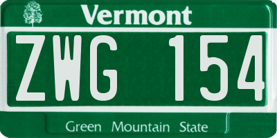 VT license plate ZWG154