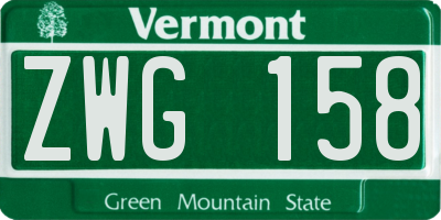 VT license plate ZWG158