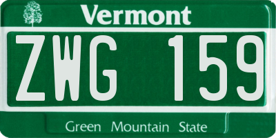 VT license plate ZWG159