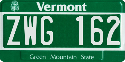 VT license plate ZWG162