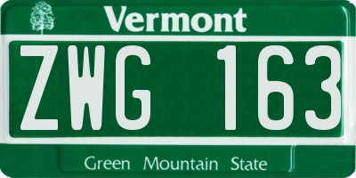 VT license plate ZWG163