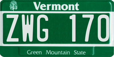VT license plate ZWG170