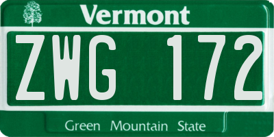 VT license plate ZWG172