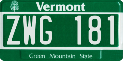 VT license plate ZWG181