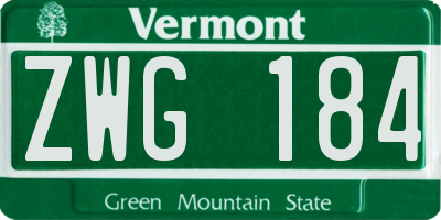 VT license plate ZWG184