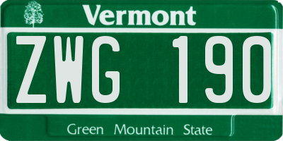 VT license plate ZWG190