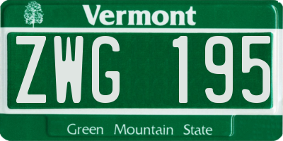 VT license plate ZWG195