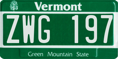 VT license plate ZWG197