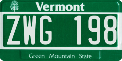 VT license plate ZWG198