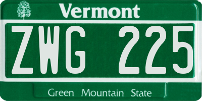 VT license plate ZWG225