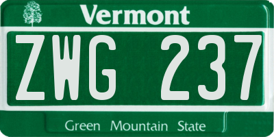 VT license plate ZWG237