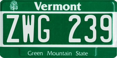 VT license plate ZWG239