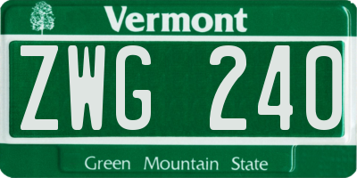 VT license plate ZWG240