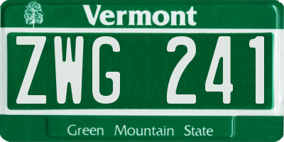 VT license plate ZWG241