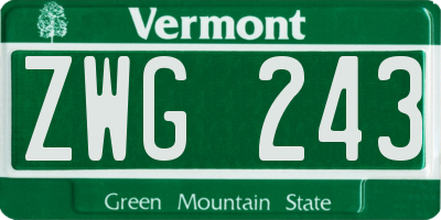 VT license plate ZWG243