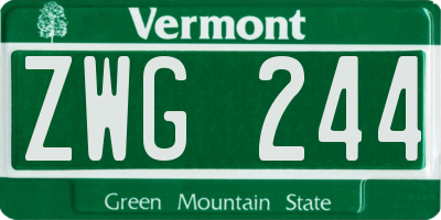 VT license plate ZWG244