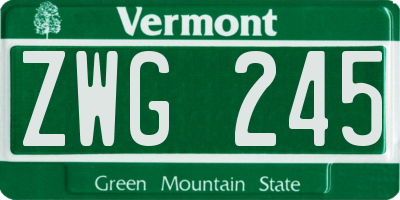 VT license plate ZWG245