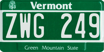 VT license plate ZWG249