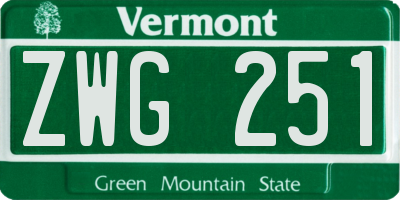 VT license plate ZWG251