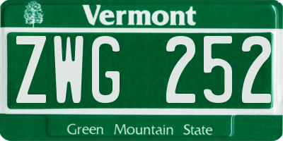 VT license plate ZWG252