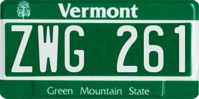 VT license plate ZWG261