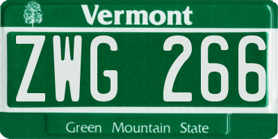 VT license plate ZWG266