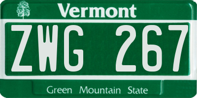 VT license plate ZWG267