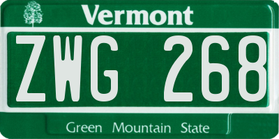 VT license plate ZWG268