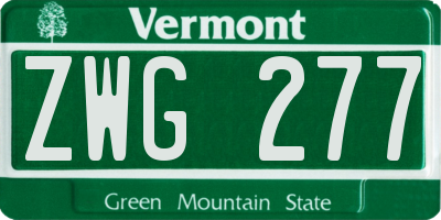 VT license plate ZWG277