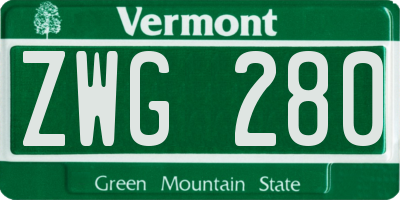 VT license plate ZWG280