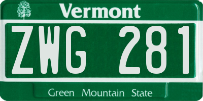 VT license plate ZWG281
