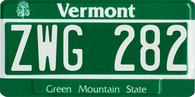 VT license plate ZWG282