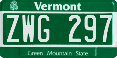 VT license plate ZWG297