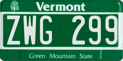 VT license plate ZWG299