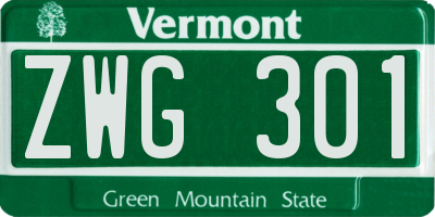 VT license plate ZWG301