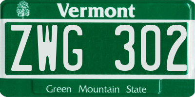 VT license plate ZWG302