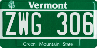VT license plate ZWG306
