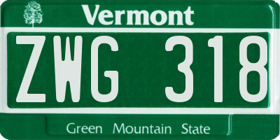 VT license plate ZWG318