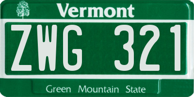 VT license plate ZWG321