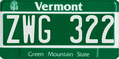 VT license plate ZWG322