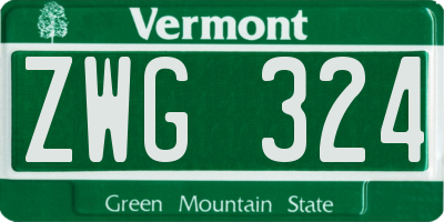 VT license plate ZWG324