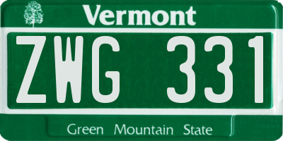VT license plate ZWG331