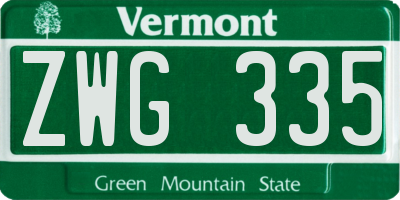VT license plate ZWG335