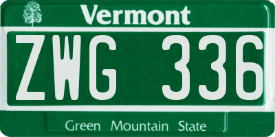 VT license plate ZWG336