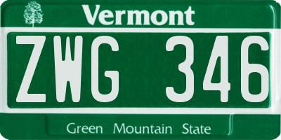 VT license plate ZWG346