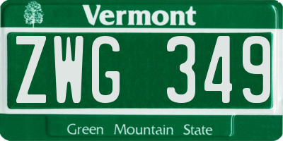VT license plate ZWG349