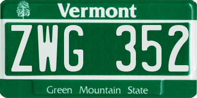 VT license plate ZWG352