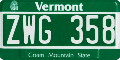 VT license plate ZWG358